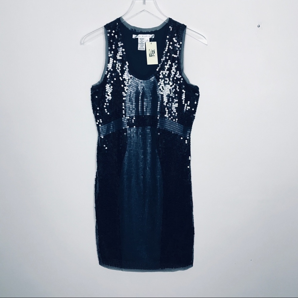 Nwt Max Studio Black/Gunmetal Sequined Dress S